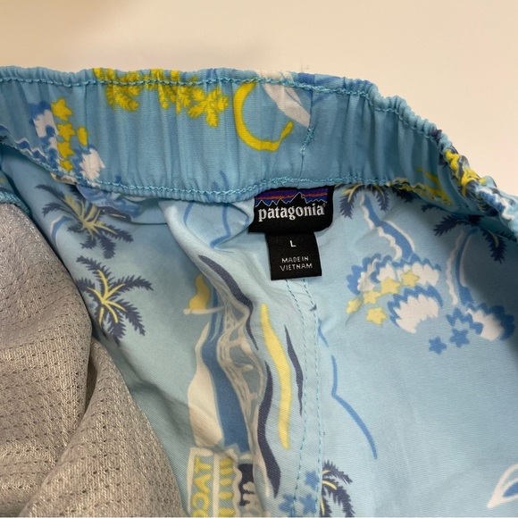 Patagonia Womens 2.5” Barely Baggies Shorts C Street Garden Blue Print - Picture 8 of 8